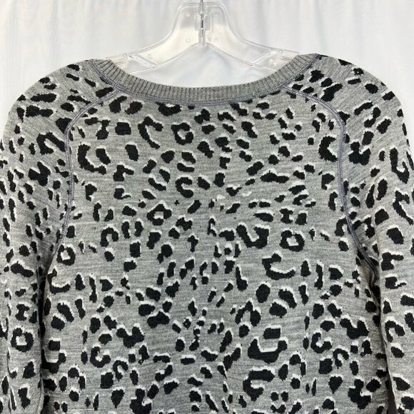 Loft Womens Sweater Dress Multicolor Leopard Ribbed Triangle Neckline Petites S - Picture 6 of 10